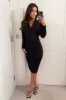 Black Ruched Wrap Top Midi Dress sold by AX Paris