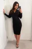 Black Ruched Wrap Top Midi Dress sold by AX Paris
