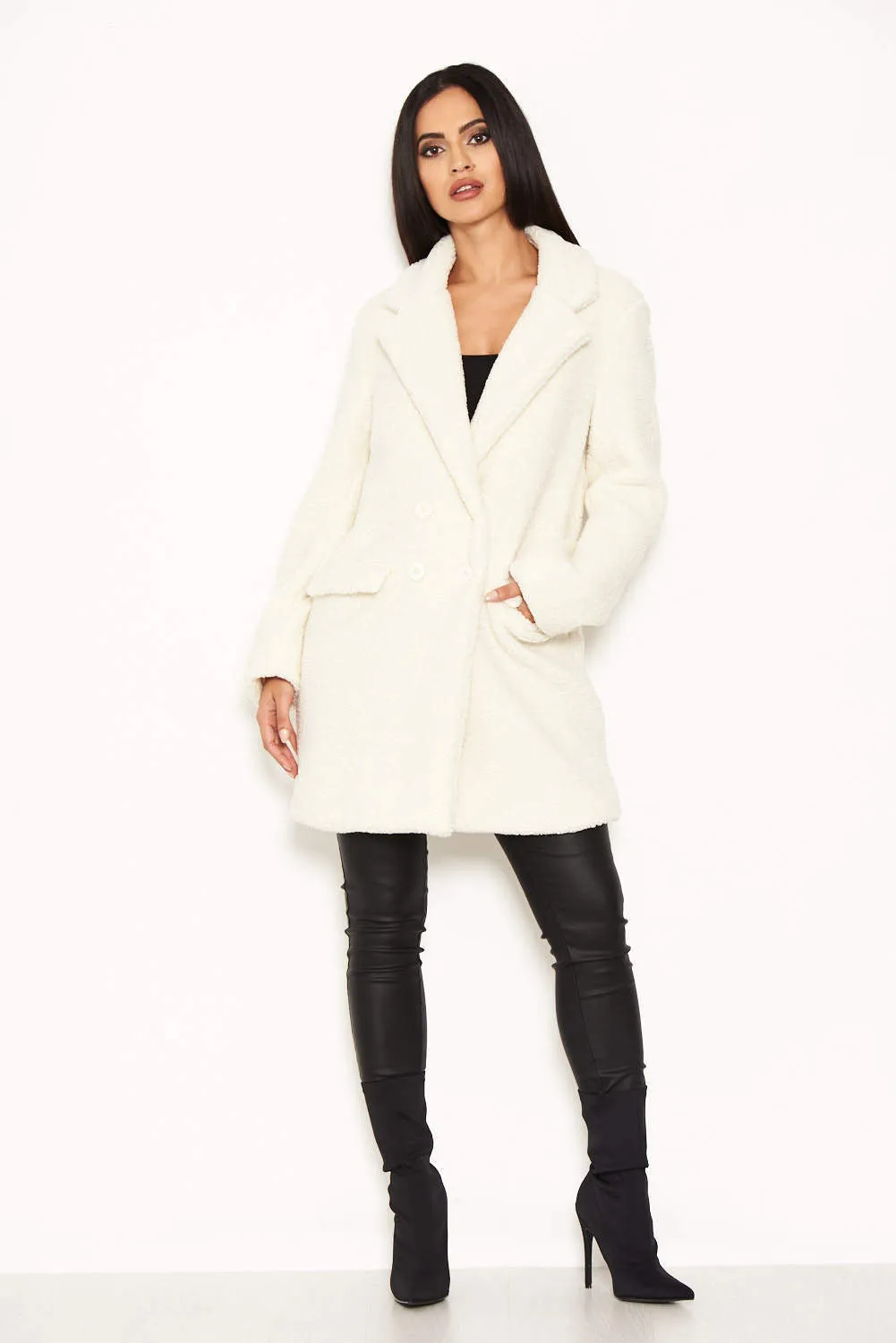 White Teddy Faux Fur Coat sold by AX Paris product image thumbnail 2