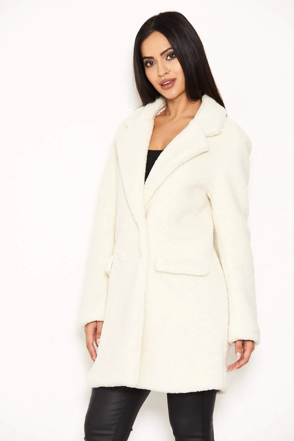 White Teddy Faux Fur Coat sold by AX Paris product image thumbnail 4