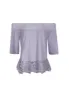 Grey Off The Shoulder Crochet Top sold by AX Paris