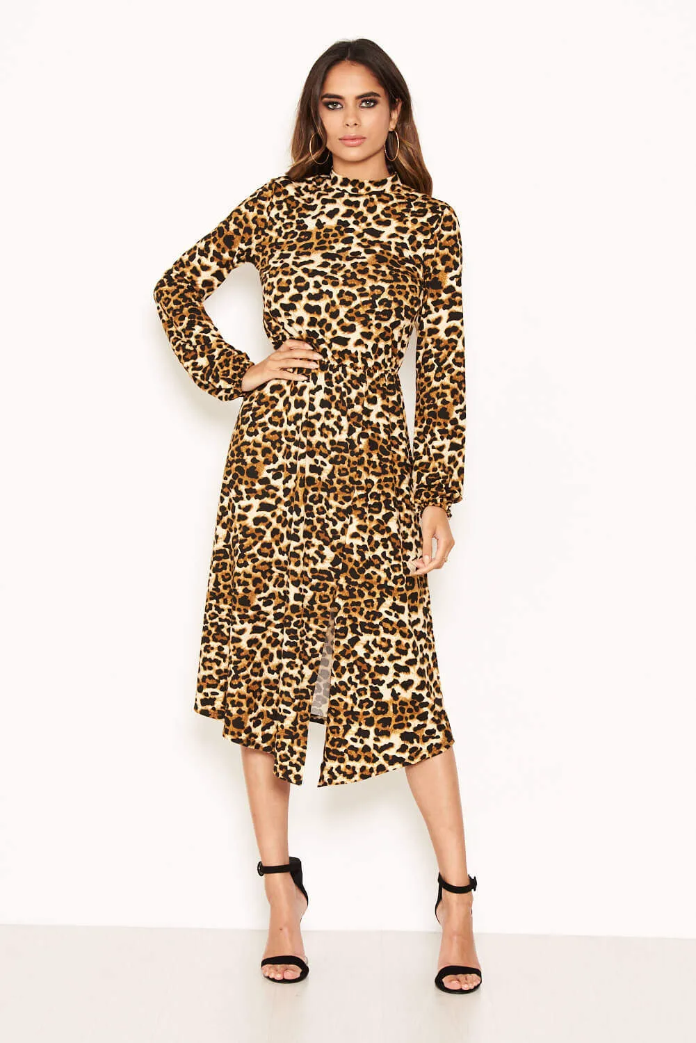 Leopard Print Side Split Midi Dress sold by AX Paris product image thumbnail 3