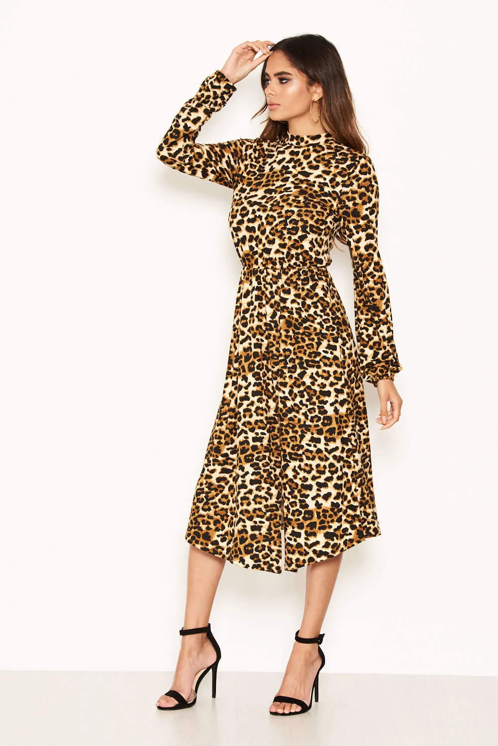Leopard Print Side Split Midi Dress sold by AX Paris