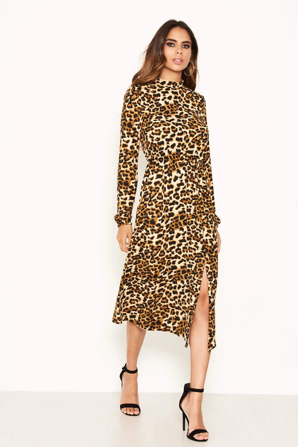 Leopard Print Side Split Midi Dress sold by AX Paris product image thumbnail 2