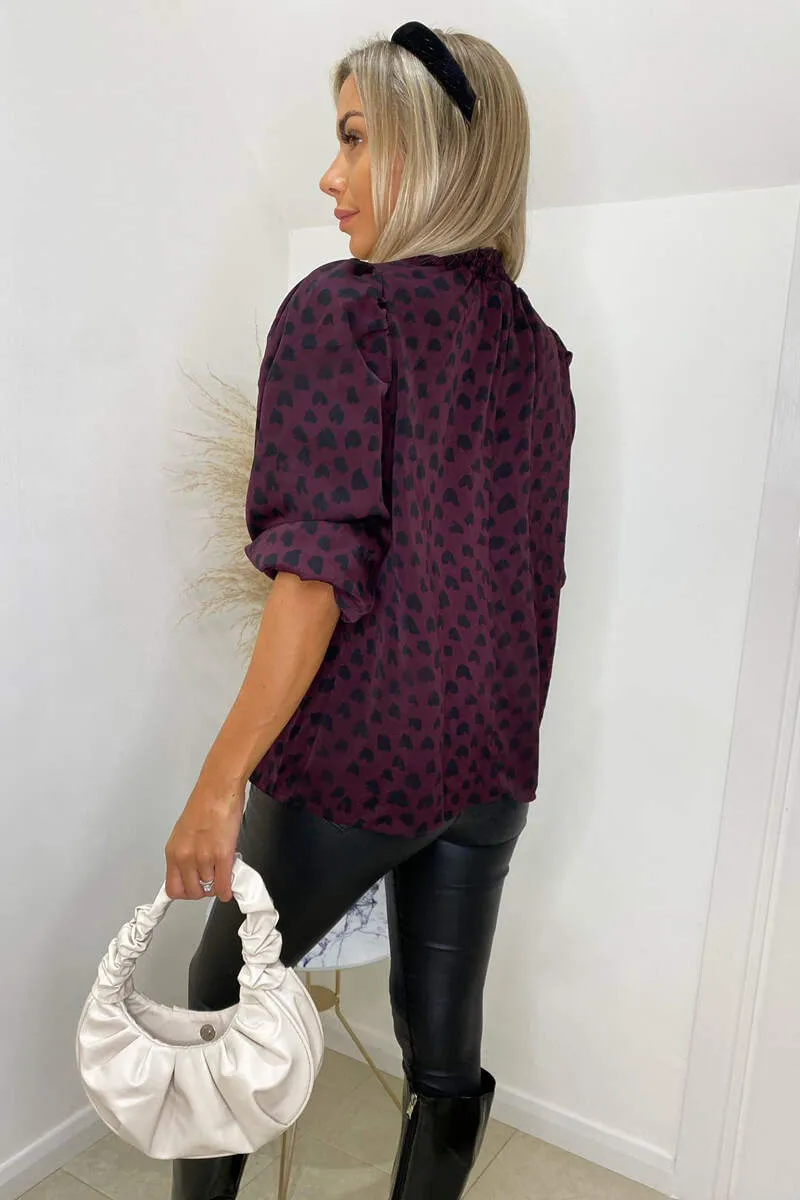 Plum Printed Elasticated Neck Top sold by AX Paris product image thumbnail 4