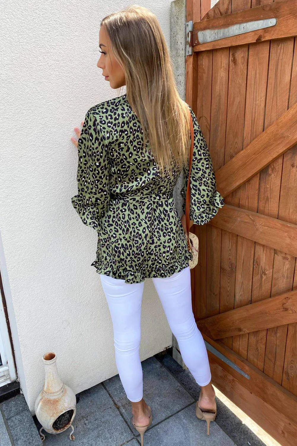 Khaki Printed Wrap Top sold by AX Paris product image thumbnail 4