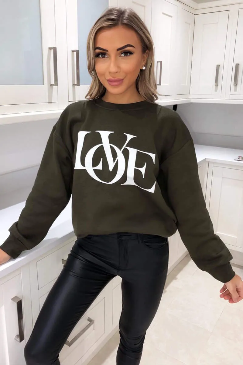 Khaki LOVE Sweatshirt sold by AX Paris product image thumbnail 2