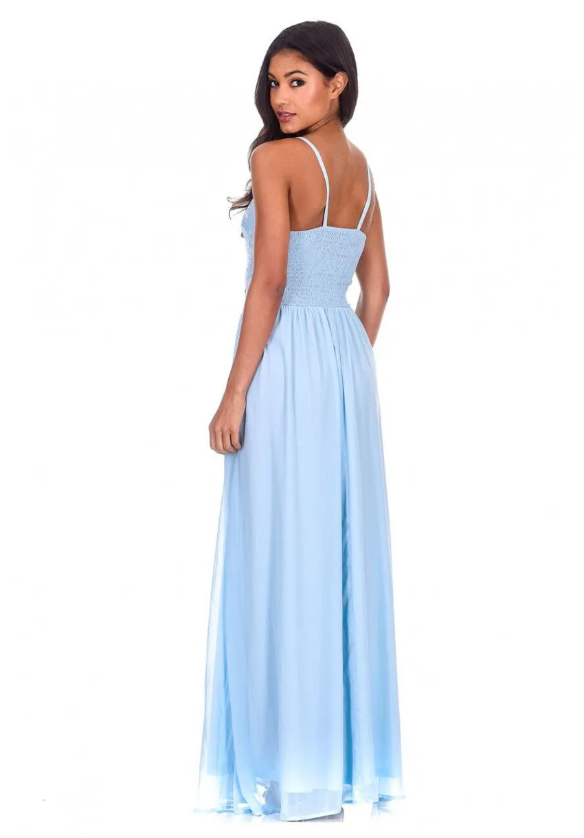 Blue Mesh Embroidery Maxi Dress sold by AX Paris product image thumbnail 3