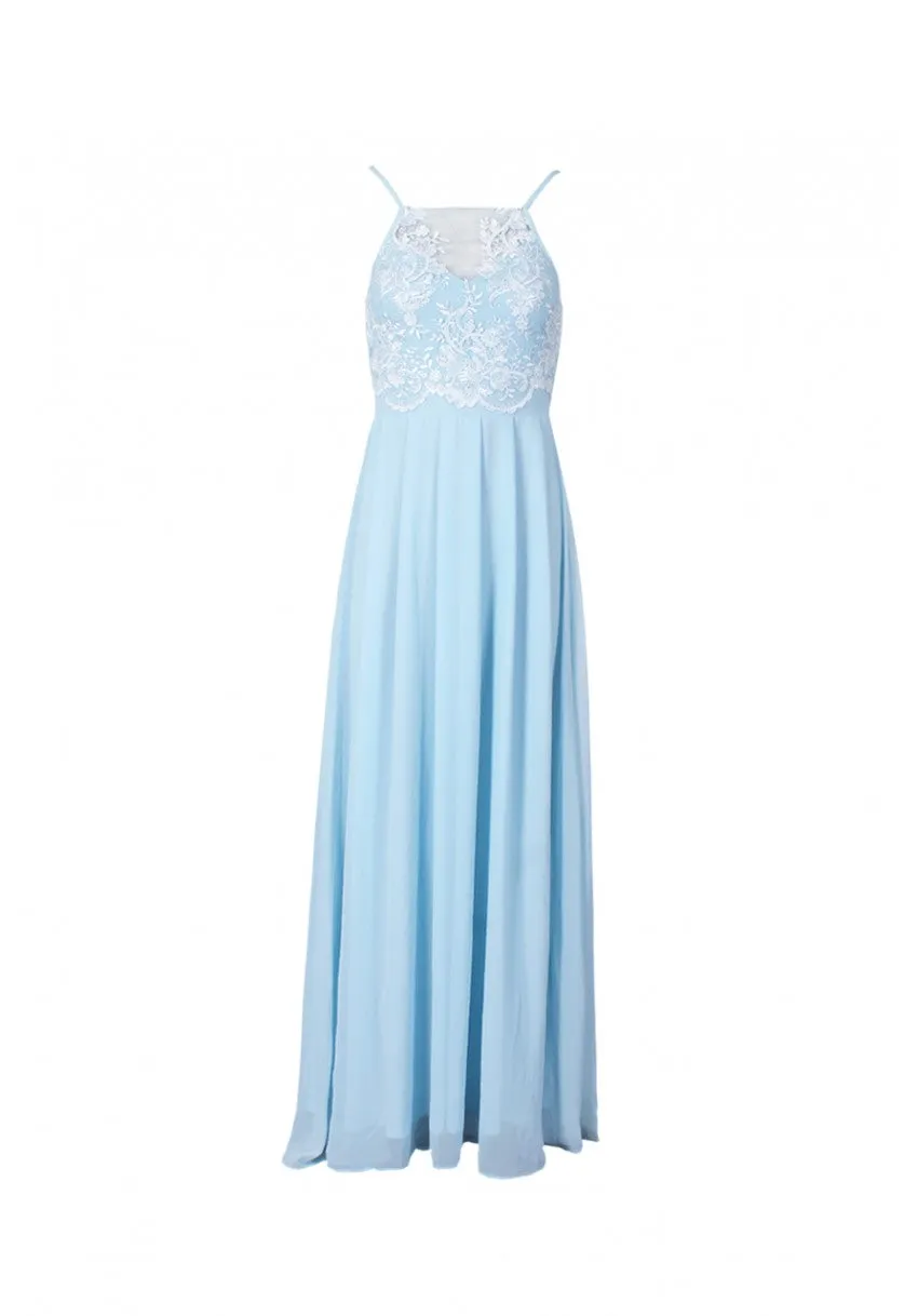 Blue Mesh Embroidery Maxi Dress sold by AX Paris product image thumbnail 4