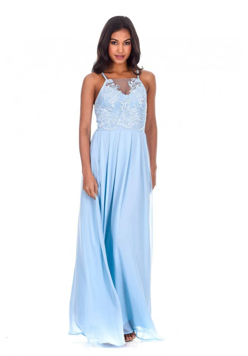 Blue Mesh Embroidery Maxi Dress sold by AX Paris product image thumbnail 2