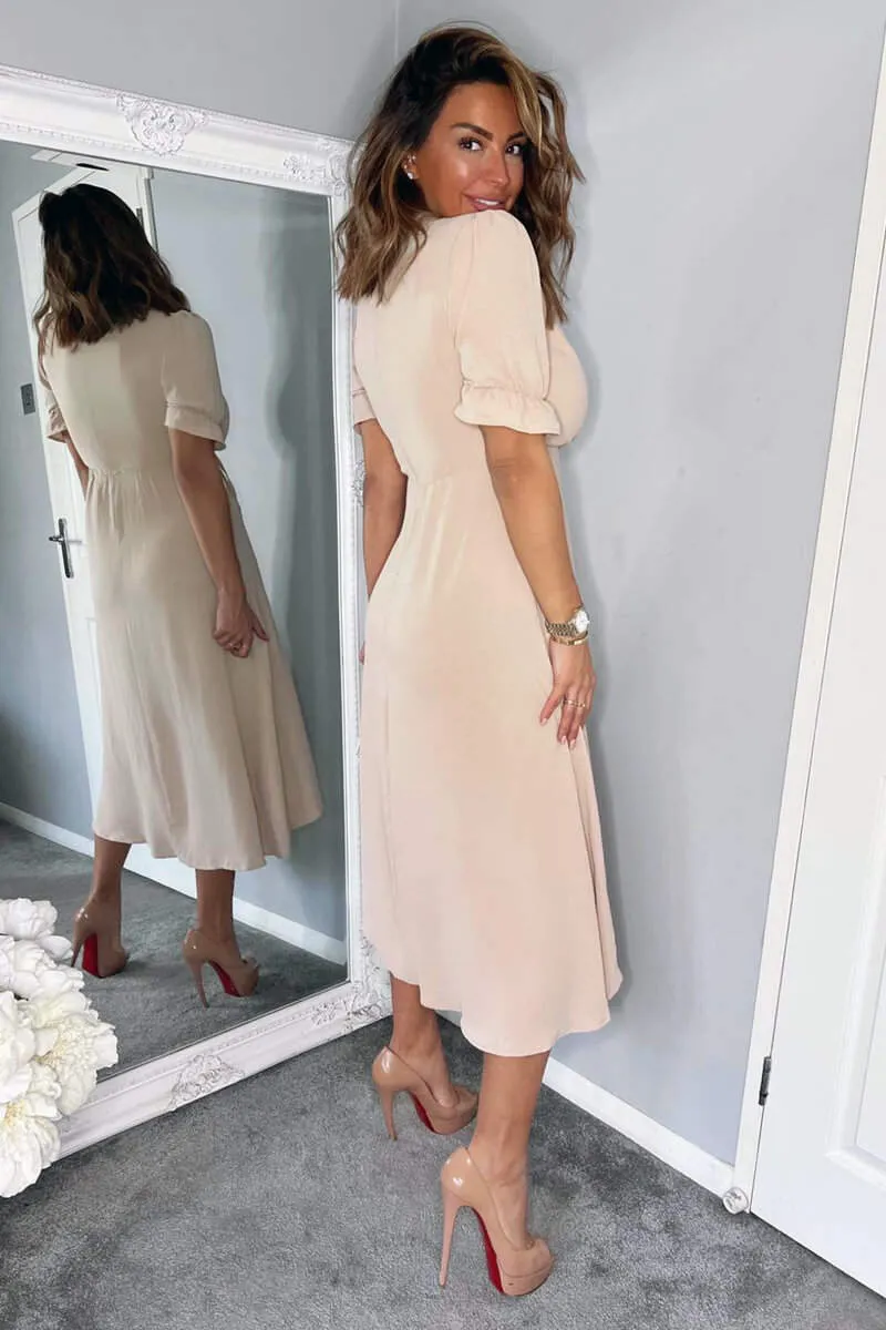 Nude Wrap Side Tie Midi Dress sold by AX Paris product image thumbnail 5
