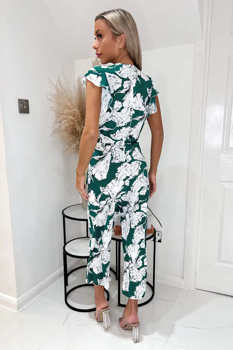 Green And White Floral Frill Sleeve Tie Waist Playsuit sold by AX Paris product image thumbnail 5