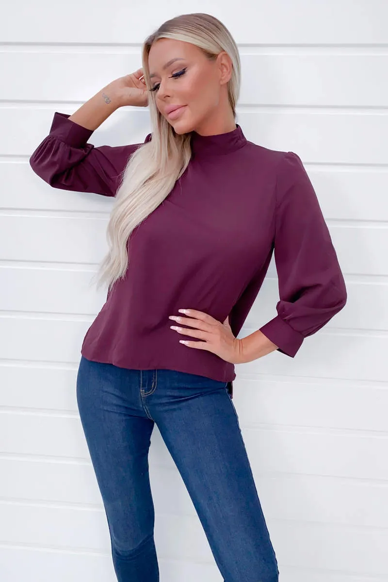 Plum Wide Sleeve Cuff Top sold by AX Paris product image thumbnail 3
