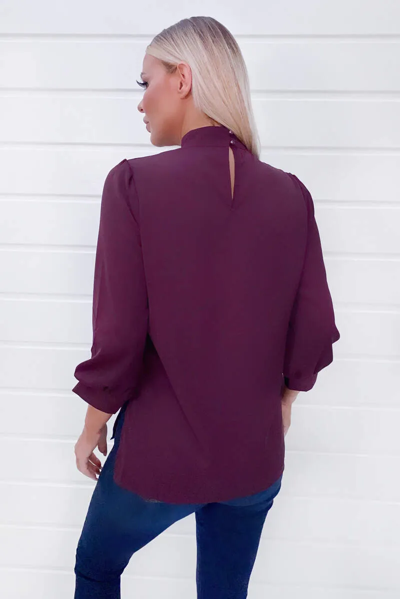 Plum Wide Sleeve Cuff Top sold by AX Paris product image thumbnail 4