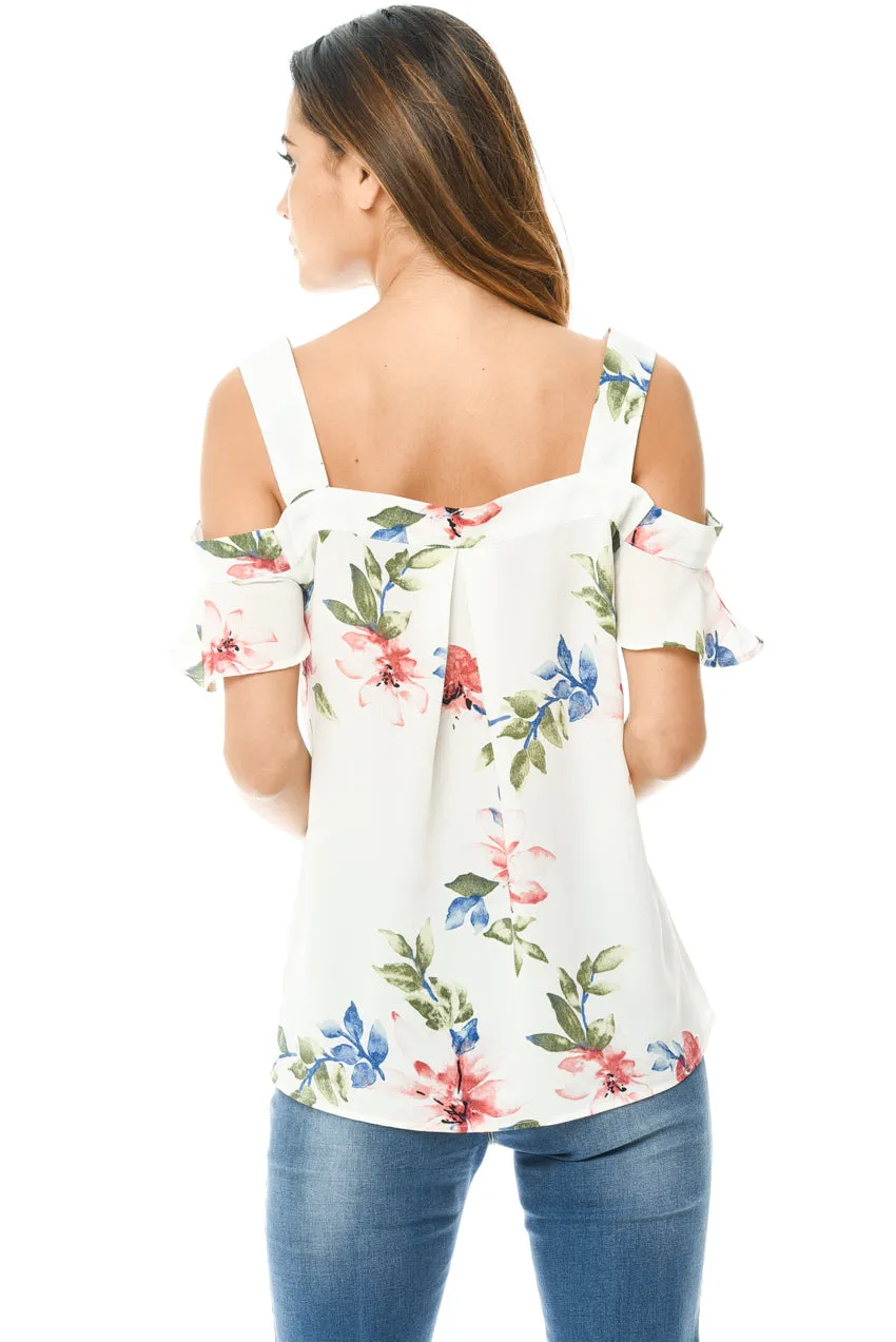 Cream Floral Thick Strap Top sold by AX Paris product image thumbnail 3