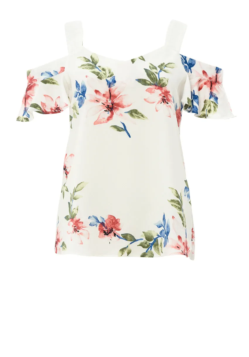 Cream Floral Thick Strap Top sold by AX Paris product image thumbnail 4