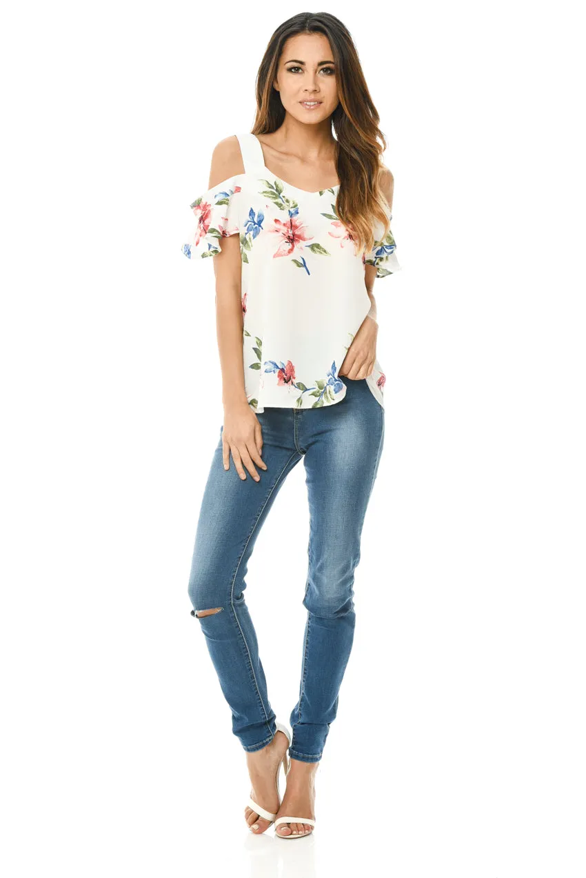 Cream Floral Thick Strap Top sold by AX Paris product image thumbnail 2
