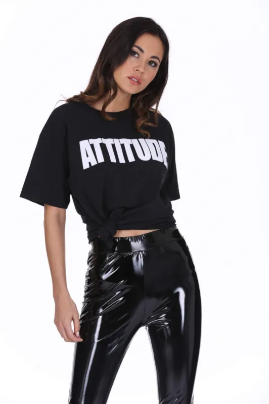 Black Attitude Slogan T-Shirt sold by AX Paris
