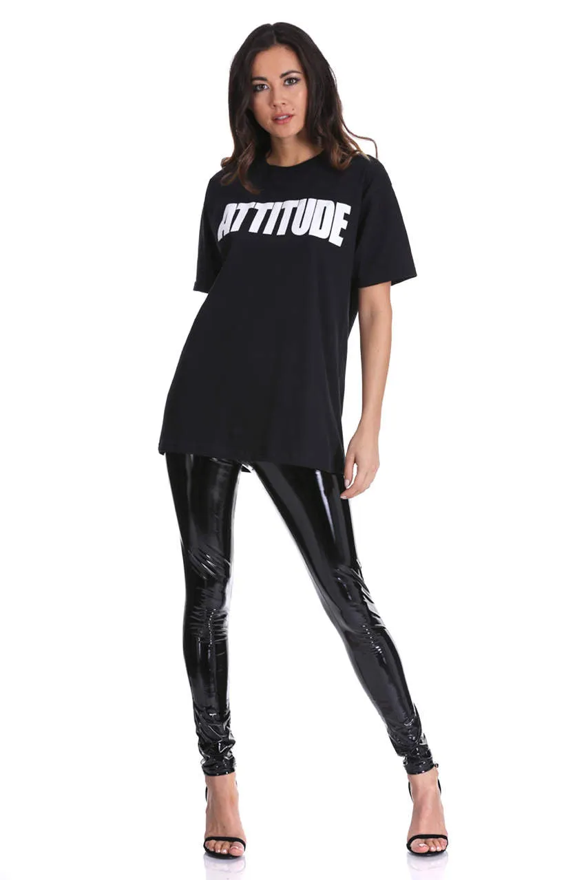 Black Attitude Slogan T-Shirt sold by AX Paris product image thumbnail 2