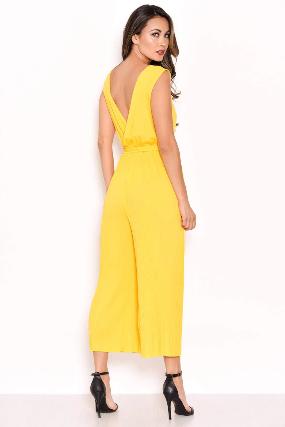 Yellow Culotte Pleated Tie-Waist Jumpsuit sold by AX Paris product image thumbnail 3