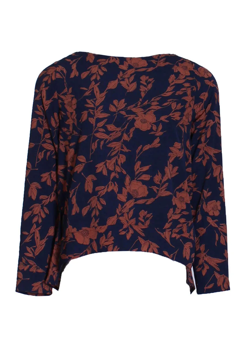 Navy Floral Frill Top sold by AX Paris product image thumbnail 4