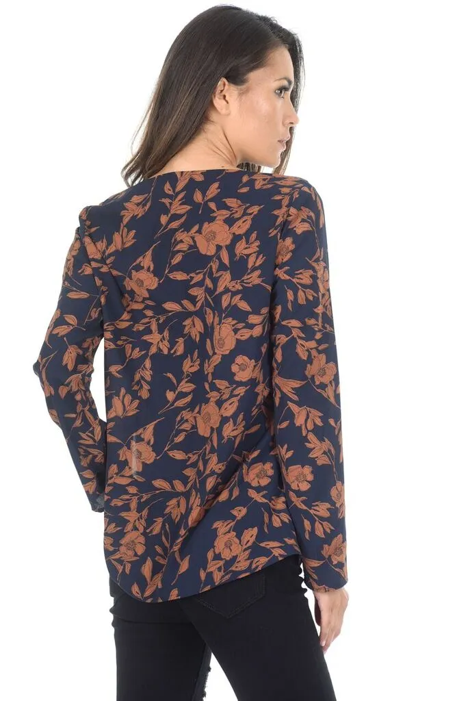Navy Floral Frill Top sold by AX Paris product image thumbnail 3