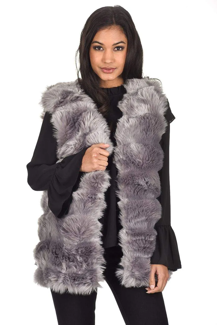Grey Faux Fur Gilet sold by AX Paris
