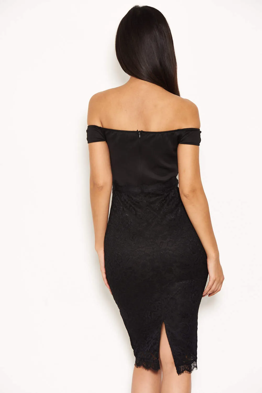 Black Notch Front Lace Detail Midi Dress sold by AX Paris product image thumbnail 2