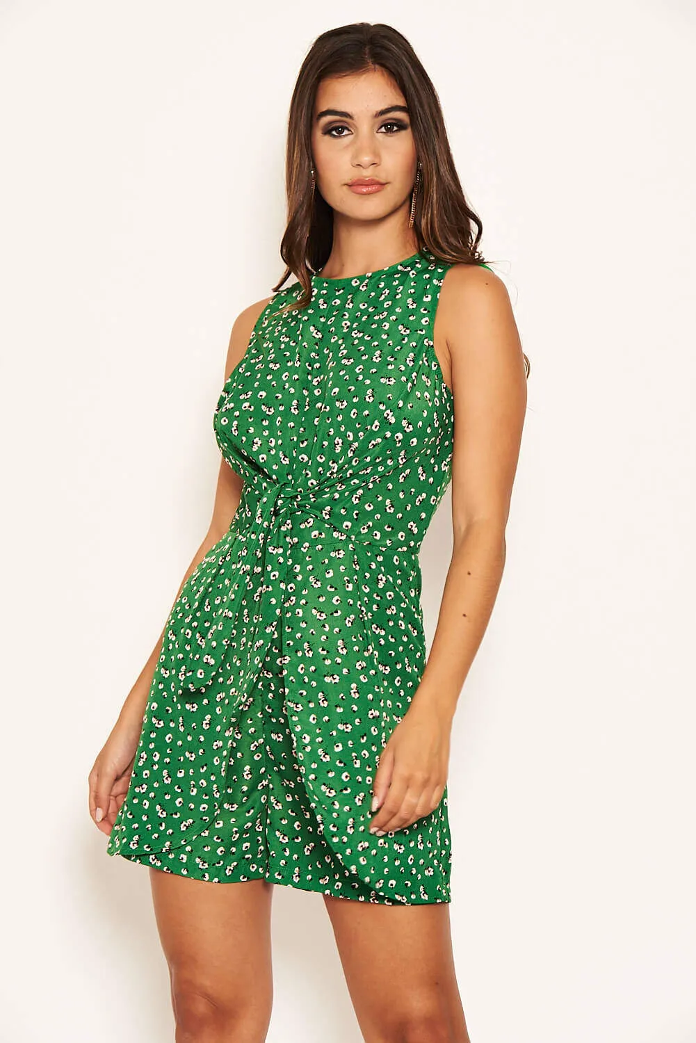Green Patterned Knot Front Playsuit sold by AX Paris product image thumbnail 3