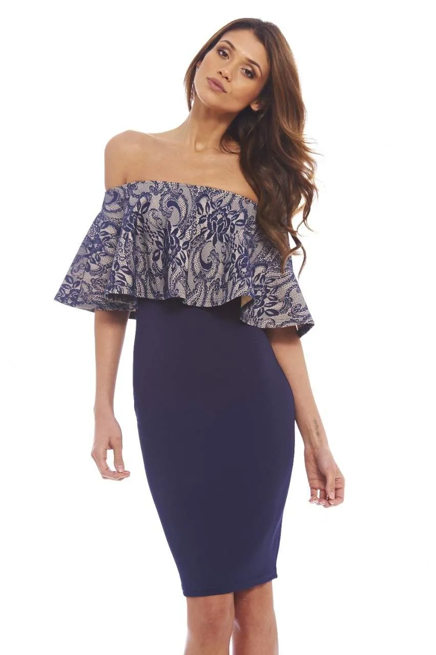 Bonded Lace Overlay Midi Dress sold by AX Paris product image thumbnail 3