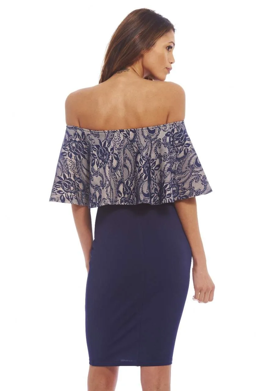 Bonded Lace Overlay Midi Dress sold by AX Paris product image thumbnail 4