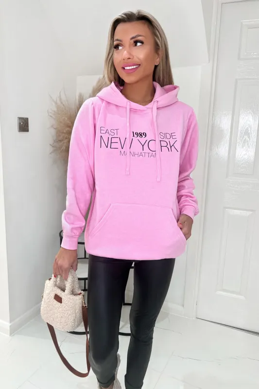 Pink 1989 New York Slogan Hoodie sold by AX Paris