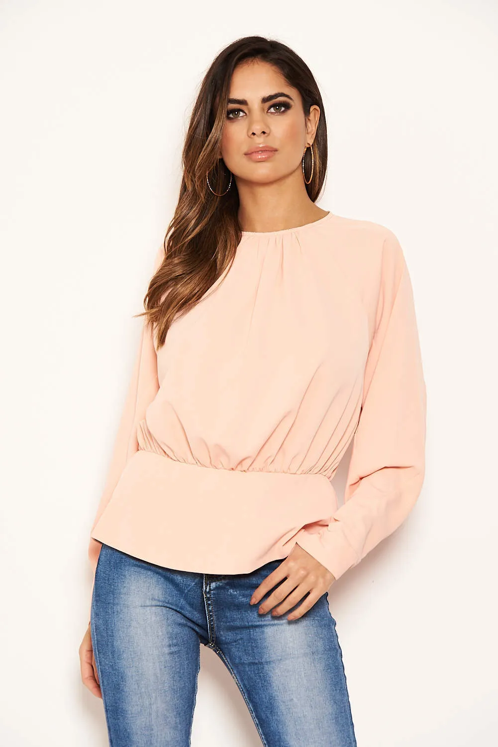 Peach Long Sleeve Pleated Top sold by AX Paris product image thumbnail 4