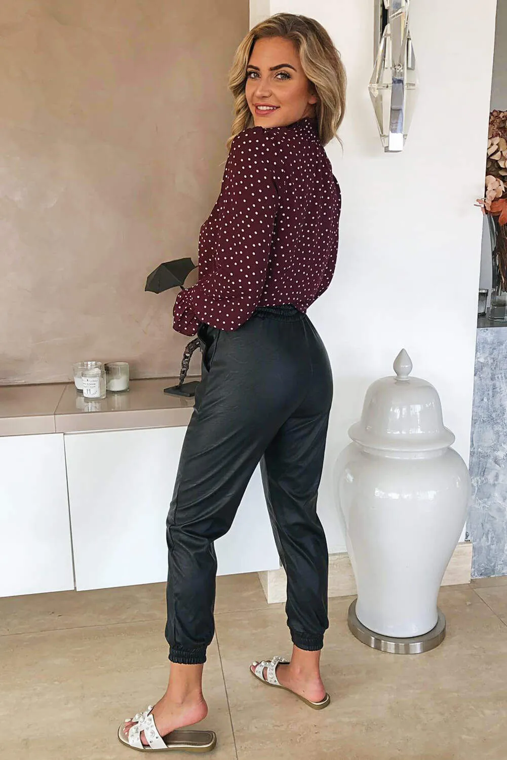 Plum Polka Dot Elasticated Top sold by AX Paris product image thumbnail 4