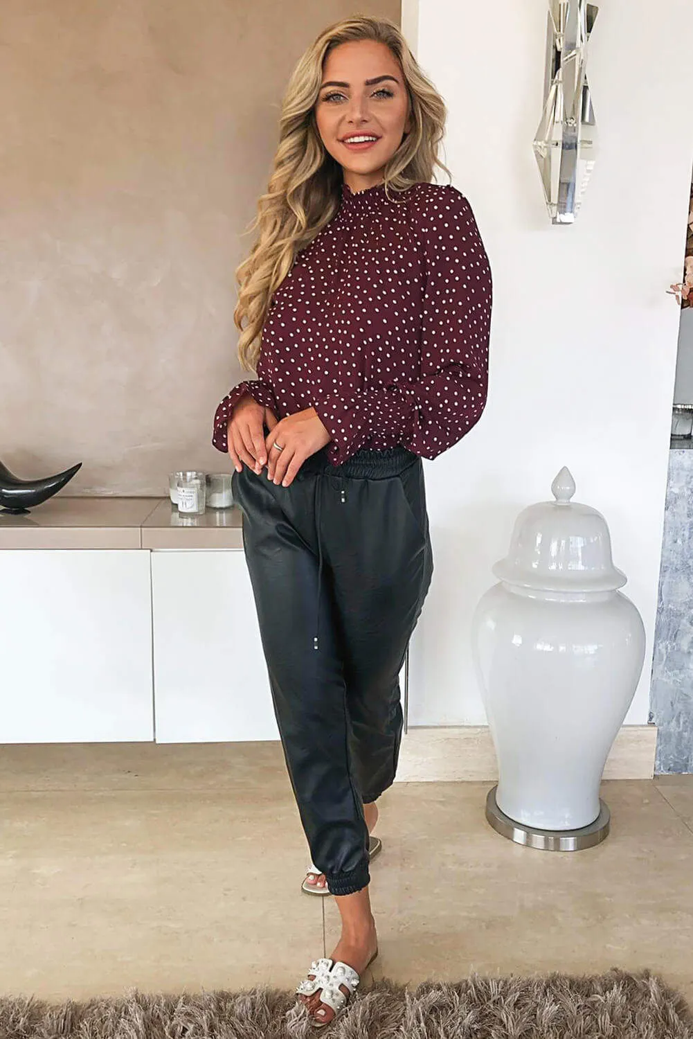 Plum Polka Dot Elasticated Top sold by AX Paris product image thumbnail 2