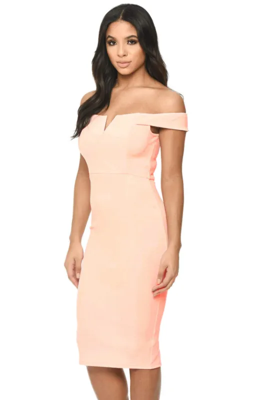 Pink Bardot Bodycon Dress sold by AX Paris