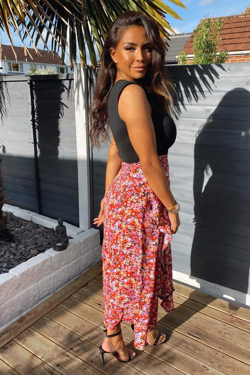 Red Printed Skirt 2 in 1 Midi Dress sold by AX Paris product image thumbnail 4