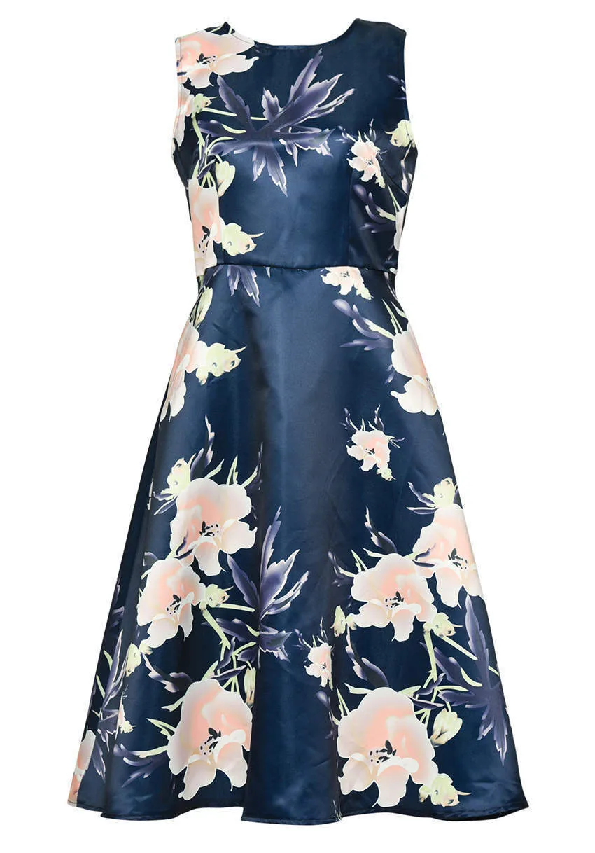 Navy Printed Skater Dress sold by AX Paris product image thumbnail 4