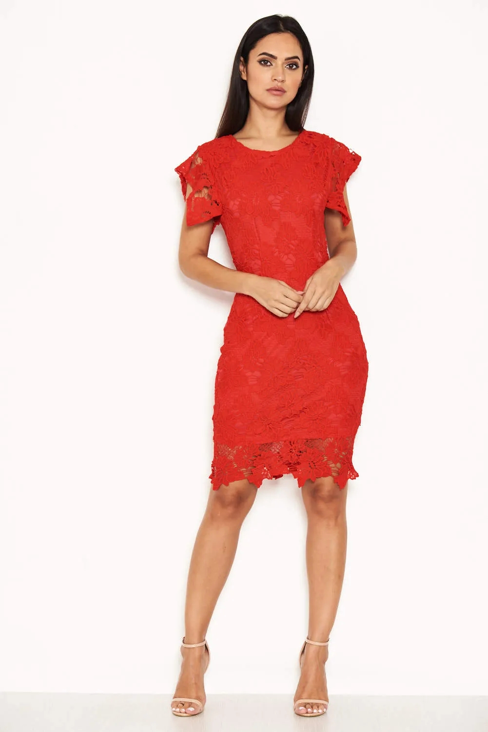 Red Crochet Detail Midi Dress sold by AX Paris product image thumbnail 2