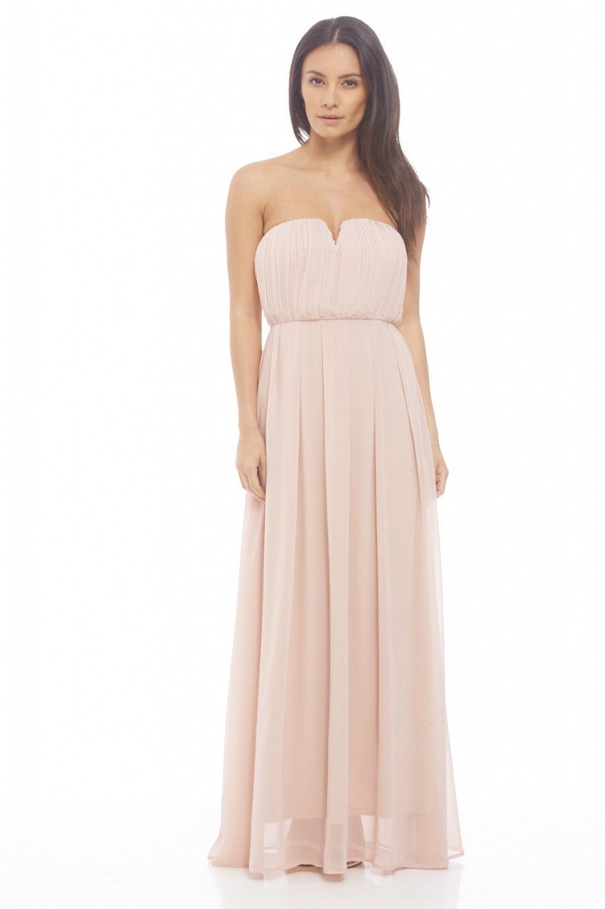 Chiffon Pleat Front Plain Maxi Dress sold by AX Paris