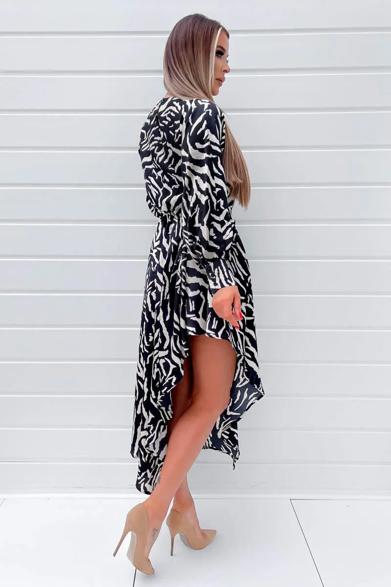 Black Animal Print High Low Skirt Midi Dress sold by AX Paris product image thumbnail 3
