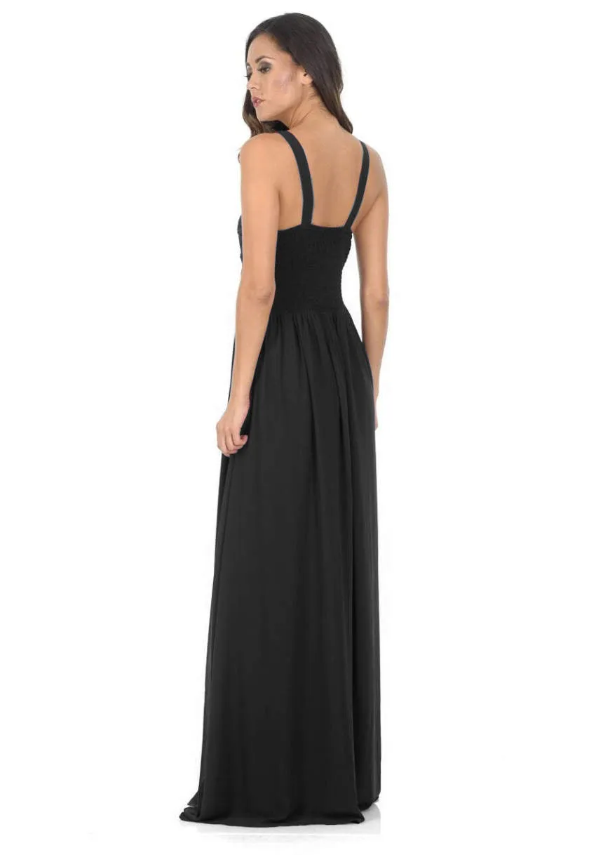 Black V Front Lace Top Maxi Dress sold by AX Paris product image thumbnail 3