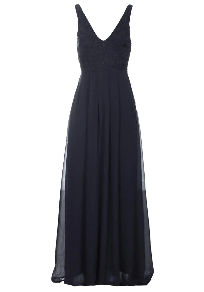 Black V Front Lace Top Maxi Dress sold by AX Paris product image thumbnail 4