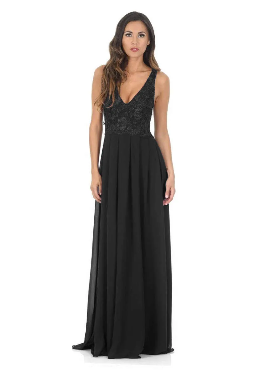Black V Front Lace Top Maxi Dress sold by AX Paris