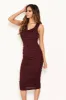 Plum Cowl Neck Ruched Side Bodycon Midi Dress sold by AX Paris