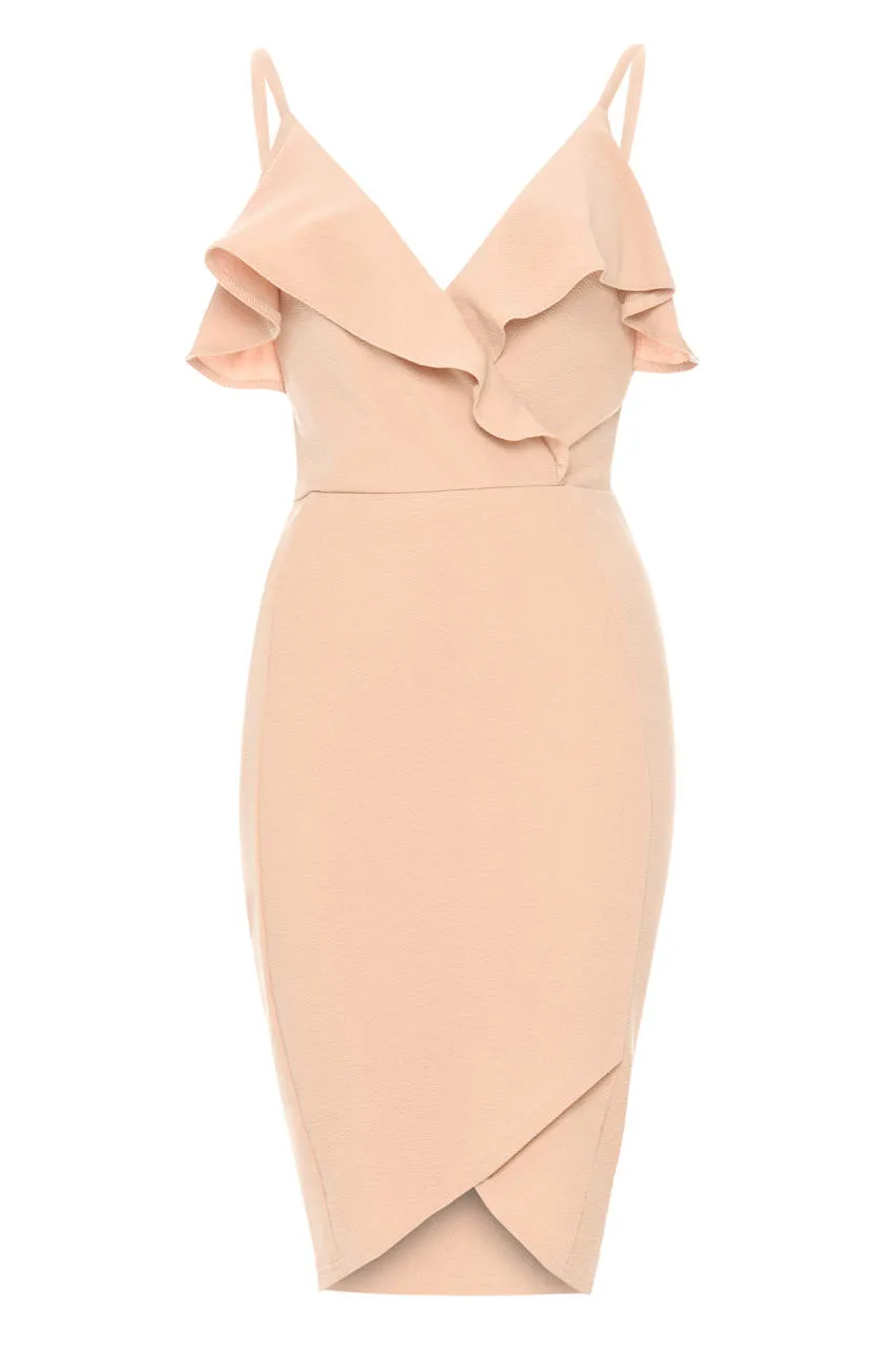 Blush Wrap Over Dress Featuring Frill Detail sold by AX Paris product image thumbnail 4
