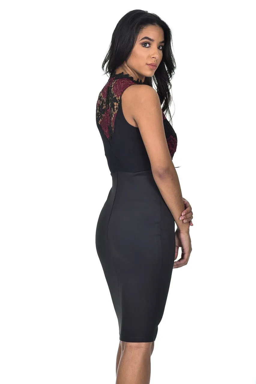 Black And Wine Crochet Midi Dress sold by AX Paris product image thumbnail 3