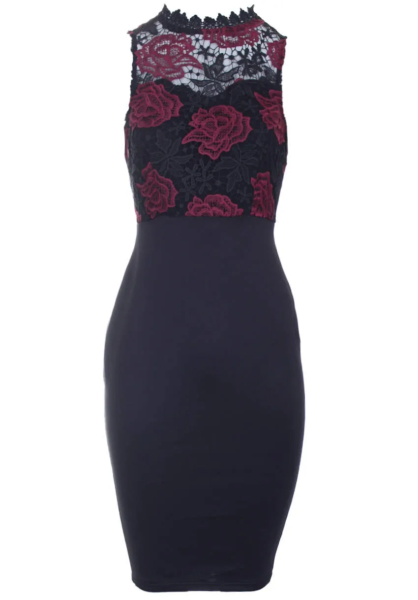 Black And Wine Crochet Midi Dress sold by AX Paris product image thumbnail 4