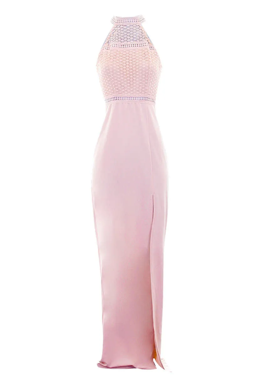 Nude Crochet Top High Neck Maxi Dress sold by AX Paris product image thumbnail 4