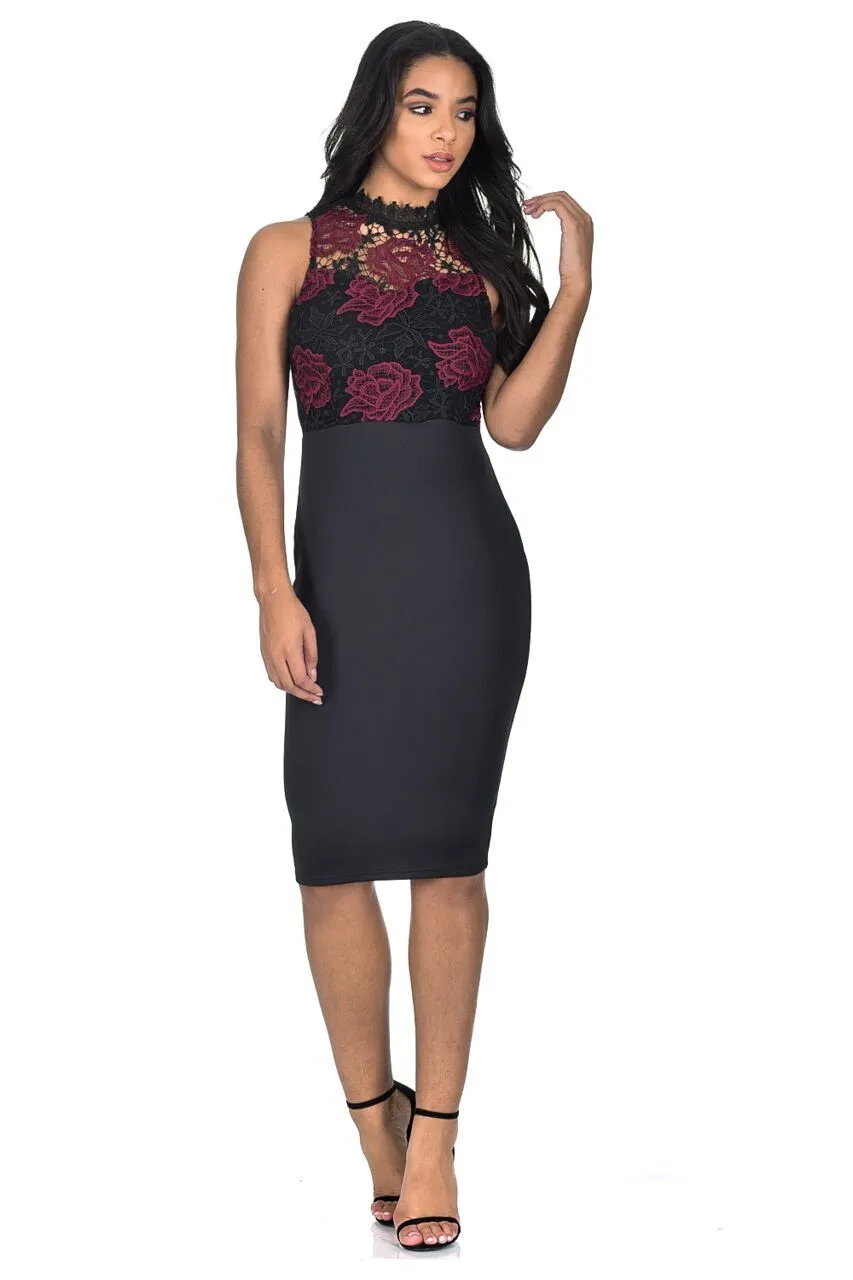Black And Wine Crochet Midi Dress sold by AX Paris product image thumbnail 2